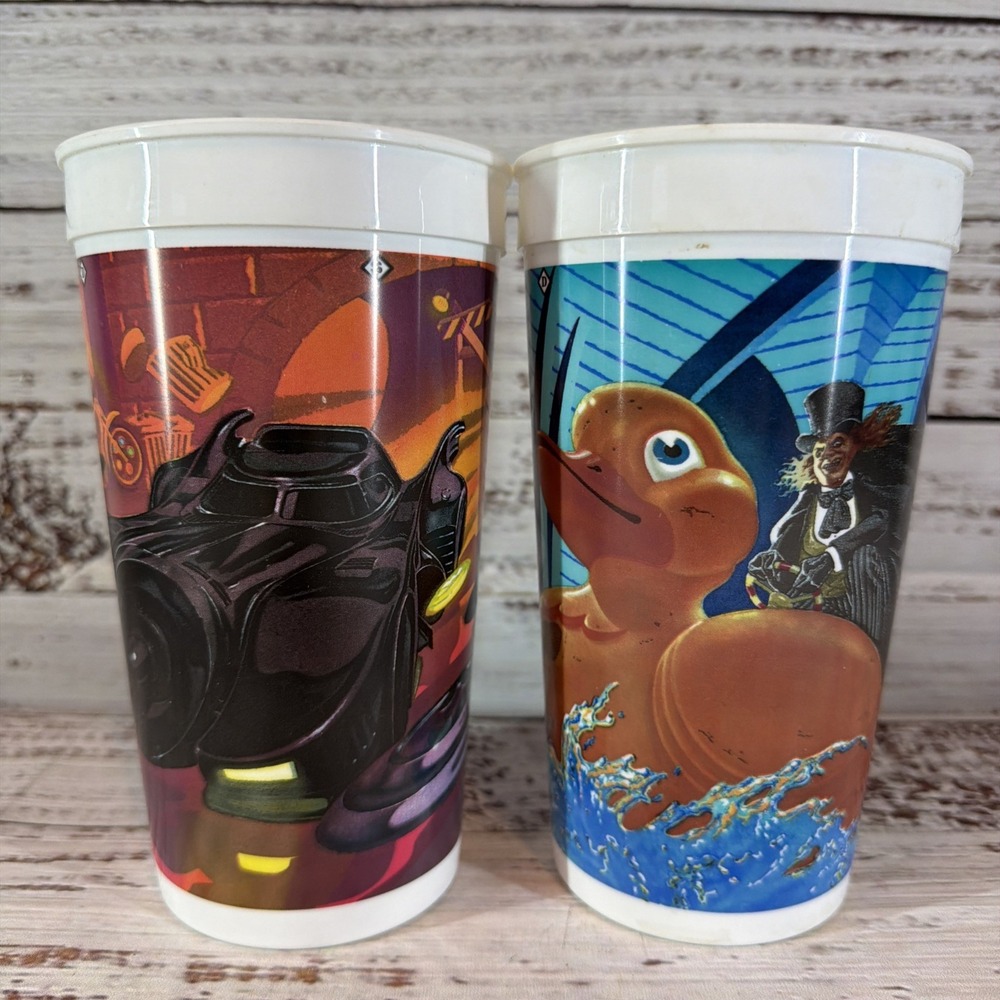 Lot Of 2 Vintage 1992 Batman‎ Returns McDonald's Collectors Cups No Lids